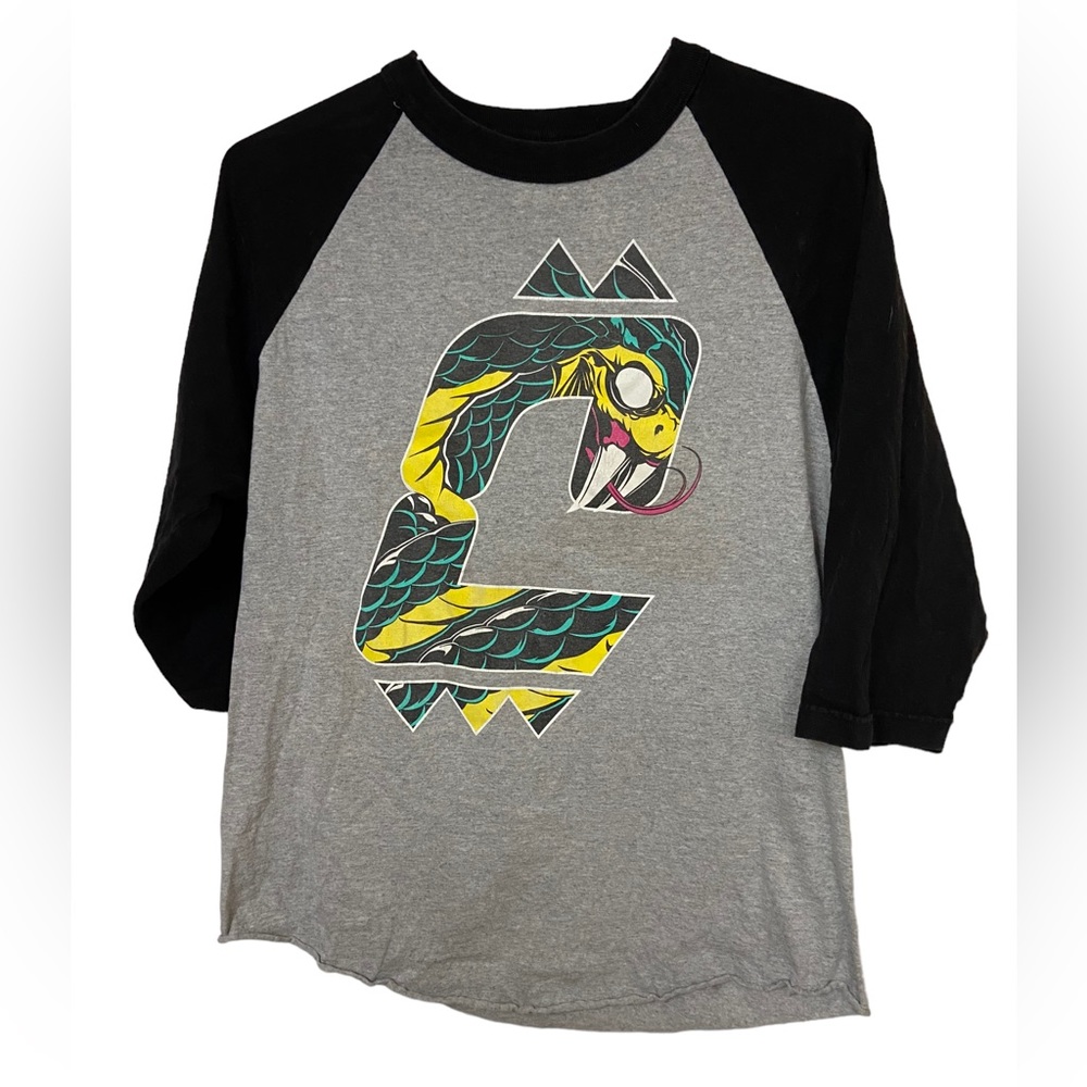 CUKUI Retro Snake VIPER Two Toned Baseball 3/4 Sleeve Men’s L T-Shirt